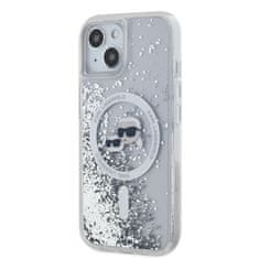 Karl Lagerfeld  Liquid Glitter Karl and Choupette Heads MagSafe Zadní Kryt pro iPhone 15 Transparent