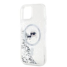 Karl Lagerfeld  Liquid Glitter Karl and Choupette Heads MagSafe Zadní Kryt pro iPhone 15 Transparent