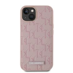 Karl Lagerfeld  PU Leather Monogram Metal Logo Magsafe Zadní Kryt pro iPhone 14 Pink