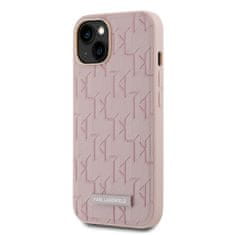 Karl Lagerfeld  PU Leather Monogram Metal Logo Magsafe Zadní Kryt pro iPhone 14 Pink