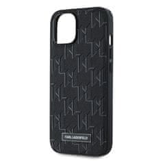 Karl Lagerfeld  PU Leather Monogram Metal Logo Magsafe Zadní Kryt pro iPhone 14 Black