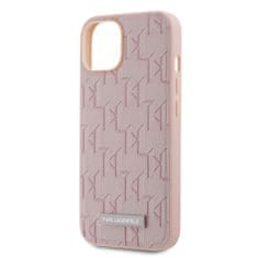 Karl Lagerfeld  PU Leather Monogram Metal Logo Magsafe Zadní Kryt pro iPhone 14 Pink