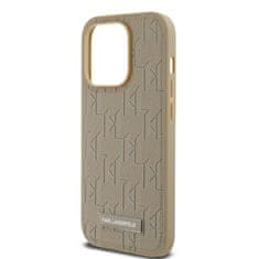 Karl Lagerfeld  PU Leather Monogram Metal Logo Magsafe Zadní Kryt pro iPhone 15 Pro Max Beige