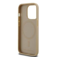 Karl Lagerfeld  PU Leather Monogram Metal Logo Magsafe Zadní Kryt pro iPhone 15 Pro Max Beige