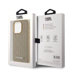 Karl Lagerfeld  PU Leather Monogram Metal Logo Magsafe Zadní Kryt pro iPhone 14 Pro Beige