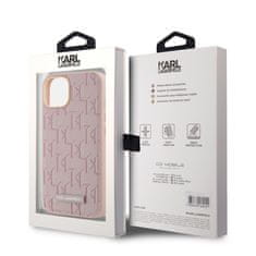 Karl Lagerfeld  PU Leather Monogram Metal Logo Magsafe Zadní Kryt pro iPhone 14 Pink