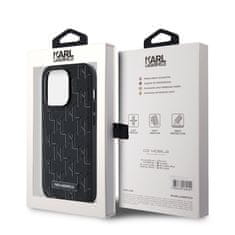 Karl Lagerfeld  PU Leather Monogram Metal Logo Magsafe Zadní Kryt pro iPhone 14 Pro Max Black