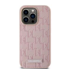 Karl Lagerfeld  PU Leather Monogram Metal Logo Magsafe Zadní Kryt pro iPhone 14 Pro Max Pink