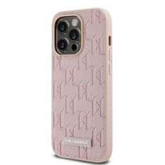 Karl Lagerfeld  PU Leather Monogram Metal Logo Magsafe Zadní Kryt pro iPhone 14 Pro Max Pink