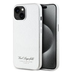 Karl Lagerfeld  Grained PU Hotel RSG Zadní Kryt pro iPhone 15 White