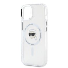 Karl Lagerfeld  IML Karl Head Metal Frame MagSafe Zadní Kryt pro iPhone 15 Transparent