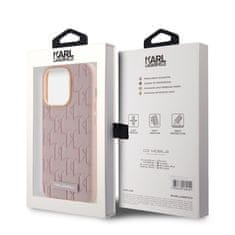 Karl Lagerfeld  PU Leather Monogram Metal Logo Magsafe Zadní Kryt pro iPhone 14 Pro Pink