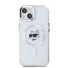 Karl Lagerfeld  IML Choupette Head Metal Frame MagSafe Zadní Kryt pro iPhone 15 Transparent