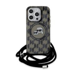 Karl Lagerfeld  IML Monogram Crossbody K&amp;CH Heads MagSafe Zadní Kryt pro iPhone 15 Pro Black