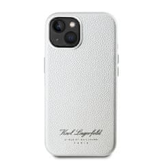 Karl Lagerfeld  Grained PU Hotel RSG Zadní Kryt pro iPhone 15 White