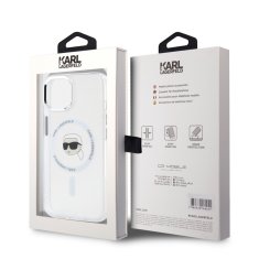 Karl Lagerfeld  IML Karl Head Metal Frame MagSafe Zadní Kryt pro iPhone 15 Transparent