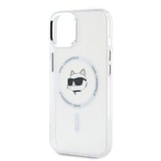 Karl Lagerfeld  IML Choupette Head Metal Frame MagSafe Zadní Kryt pro iPhone 15 Transparent