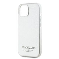 Karl Lagerfeld  Grained PU Hotel RSG Zadní Kryt pro iPhone 15 White