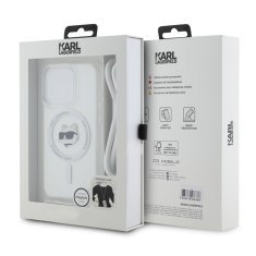 Karl Lagerfeld  IML Crossbody Choupette Head MagSafe Zadní Kryt pro iPhone 15 Pro Transparent