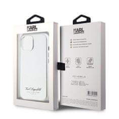 Karl Lagerfeld  Grained PU Hotel RSG Zadní Kryt pro iPhone 15 White