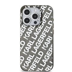 Karl Lagerfeld  IML Electroplated Repeated Logo Zadní Kryt pro iPhone 15 Pro Max Silver