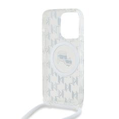 Karl Lagerfeld  IML Monogram Crossbody K&amp;CH Heads MagSafe Zadní Kryt pro iPhone 15 Pro Transparent