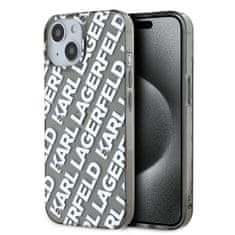 Karl Lagerfeld  IML Electroplated Repeated Logo Zadní Kryt pro iPhone 15 Silver