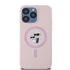 Karl Lagerfeld  Liquid Silicone Karl and Choupette Magsafe Zadní Kryt pro iPhone 14 Pro Pink