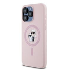 Karl Lagerfeld  Liquid Silicone Karl and Choupette Magsafe Zadní Kryt pro iPhone 14 Pro Pink