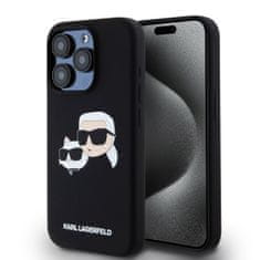 Karl Lagerfeld  Liquid Silicone Double Heads Magsafe Zadní Kryt pro iPhone 15 Pro Black