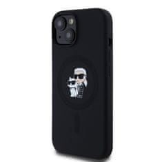 Karl Lagerfeld  Liquid Silicone Karl and Choupette Magsafe Zadní Kryt pro iPhone 15 Black