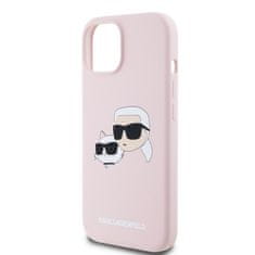 Karl Lagerfeld  Liquid Silicone Double Heads Magsafe Zadní Kryt pro iPhone 15 Pink