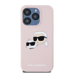 Karl Lagerfeld  Liquid Silicone Double Heads Magsafe Zadní Kryt pro iPhone 15 Pro Pink