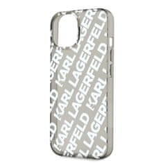 Karl Lagerfeld  IML Electroplated Repeated Logo Zadní Kryt pro iPhone 15 Silver