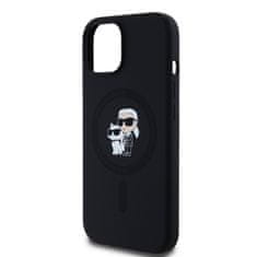 Karl Lagerfeld  Liquid Silicone Karl and Choupette Magsafe Zadní Kryt pro iPhone 15 Black