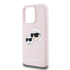 Karl Lagerfeld  Liquid Silicone Double Heads Magsafe Zadní Kryt pro iPhone 15 Pro Pink