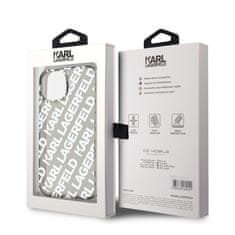 Karl Lagerfeld  IML Electroplated Repeated Logo Zadní Kryt pro iPhone 15 Silver