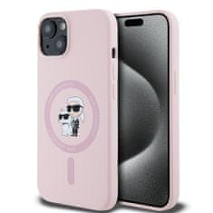 Karl Lagerfeld  Liquid Silicone Karl and Choupette Magsafe Zadní Kryt pro iPhone 14 Pink