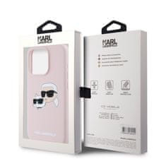 Karl Lagerfeld  Liquid Silicone Double Heads Magsafe Zadní Kryt pro iPhone 15 Pro Pink