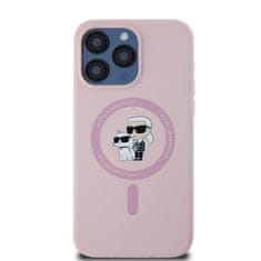 Karl Lagerfeld  Liquid Silicone Karl and Choupette Magsafe Zadní Kryt pro iPhone 15 Pro Max Pink