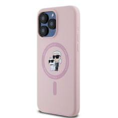 Karl Lagerfeld  Liquid Silicone Karl and Choupette Magsafe Zadní Kryt pro iPhone 15 Pro Max Pink