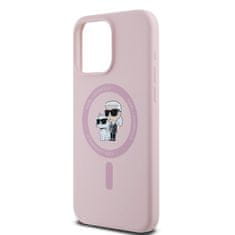 Karl Lagerfeld  Liquid Silicone Karl and Choupette Magsafe Zadní Kryt pro iPhone 15 Pro Max Pink