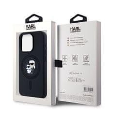 Karl Lagerfeld  Liquid Silicone Karl and Choupette Magsafe Zadní Kryt pro iPhone 15 Pro Black