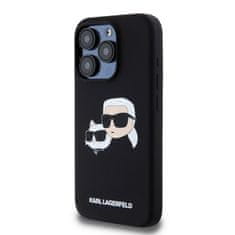 Karl Lagerfeld  Liquid Silicone Double Heads Magsafe Zadní Kryt pro iPhone 15 Pro Black