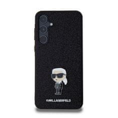 Karl Lagerfeld  Fixed Glitter Metal Ikonik Zadní Kryt pro Samsung Galaxy A55 5G Black