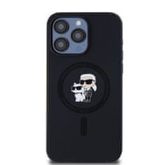 Karl Lagerfeld  Liquid Silicone Karl and Choupette Magsafe Zadní Kryt pro iPhone 15 Pro Max Black