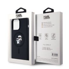 Karl Lagerfeld  Liquid Silicone Karl and Choupette Magsafe Zadní Kryt pro iPhone 15 Pro Max Black