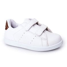 Dětská tenisová obuv na suchý zip bílo-zlatá velikost 31
