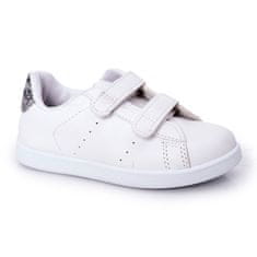 Dětská tenisová obuv na suchý zip bílo-stříbrná velikost 26