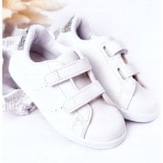 Dětská tenisová obuv na suchý zip bílo-stříbrná velikost 26